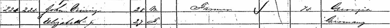 John Vining - Elizabeth Stratford - The Motts, Nueces County, Texas - dwelling 225, family 225