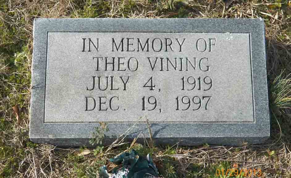 Rufus Vining - Theo [...] - Gravestone for Theo ([…]) Vining, in Liberty Cemetery, Porterdale, Newton County, Georgia (from Find A Grave)